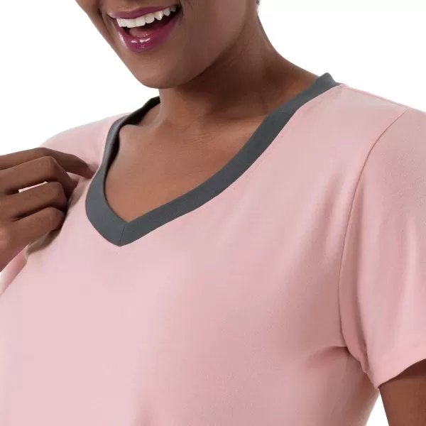 Fruit of the Loom Womens Short Sleeve Tee and Pant 2 Piece Sleep Pajama SetSoft Pink