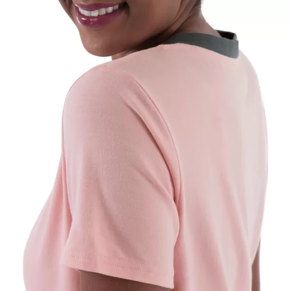 Fruit of the Loom Womens Short Sleeve Tee and Pant 2 Piece Sleep Pajama SetSoft Pink