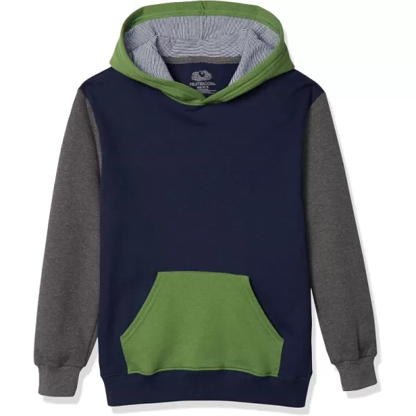 Fruit of the Loom Boys Fleece Hoodie Sweatshirt Ghost Game GreenCharcoal HeatherTimes Square Navy Stripe Small