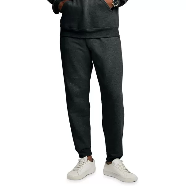 Fruit of the Loom Eversoft Fleece Joggers with Pockets Relaxed Fit Moisture Wicking Breathable Tapered SweatpantsBlack Heather