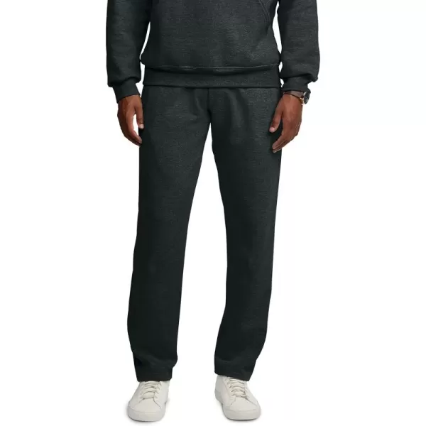 Fruit of the Loom Mens Eversoft Fleece Open Bottom Sweatpants with Pockets Relaxed Fit Moisture Wicking BreathableBlack Heather