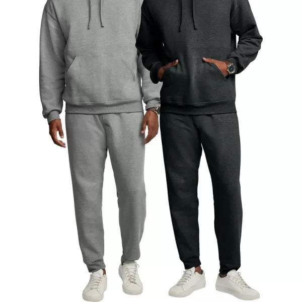 Fruit of the Loom Mens Eversoft Fleece Sweatpants ampamp Joggers Regular ampamp Big Man JoggersGrey Heather Small  Black Heather Small