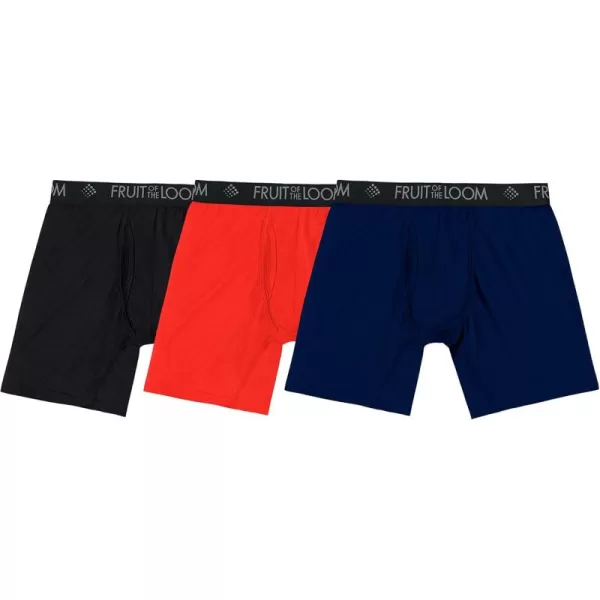 Fruit of the Loom Mens Micro Mesh Boxer BriefsRedNavyBlack