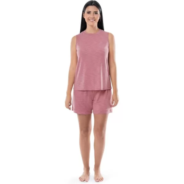 Fruit of the Loom Womens Breathable Tank Top and Short 2 Piece Sleep SetAntique Blush Heather