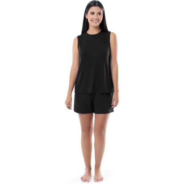 Fruit of the Loom Womens Breathable Tank Top and Short 2 Piece Sleep SetBlack