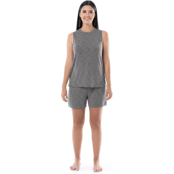 Fruit of the Loom Womens Breathable Tank Top and Short 2 Piece Sleep SetHeather Grey