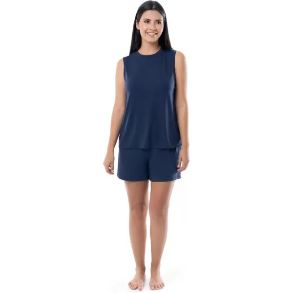 Fruit of the Loom Womens Breathable Tank Top and Short 2 Piece Sleep SetMidnight Blue