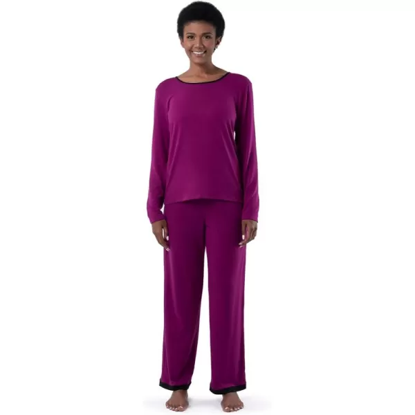 Fruit of the Loom Womens Long Sleeve Tee and Pant 2 Piece Sleep SetBoysenberry