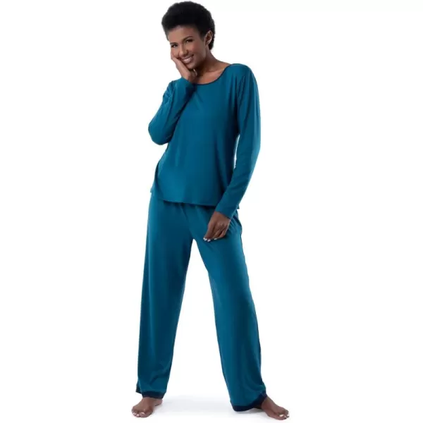 Fruit of the Loom Womens Long Sleeve Tee and Pant 2 Piece Sleep SetDark Sea