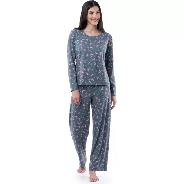 Fruit of the Loom Womens Long Sleeve Tee and Pant 2 Piece Sleep SetFloral Print