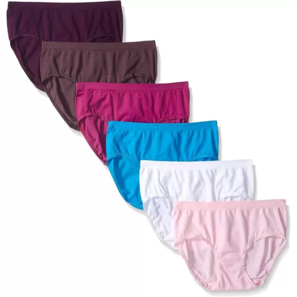 Fruit of the Loom Womens No Show Seamless Underwear Amazing Stretch ampamp No Panty Lines Available in Plus SizeNylon  Low Rise Brief  6 Pack  Colors May Vary