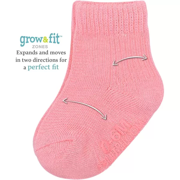 Fruit of the Loom Baby 14Pack Grow ampamp Fit Flex Zones Cotton Stretch Socks  Unisex Girls BoysPink