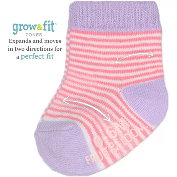 Fruit of the Loom Baby 14Pack Grow ampamp Fit Flex Zones Cotton Stretch Socks  Unisex Girls BoysPink Stripe