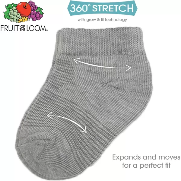 Fruit of the Loom Baby 22Pack Grow ampamp Fit Flex Zones Low Cut Stretch Socks  Unisex Girls BoysGrey