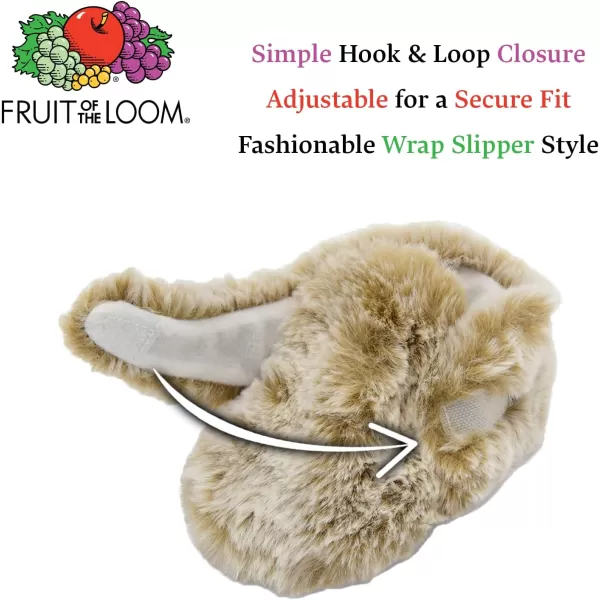 Fruit of the Loom Cozy Thermal Wrap Booties with NonSkids for Baby Girls Boys UnisexCaramel Faux Fur