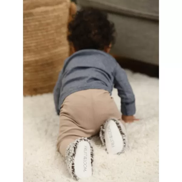 Fruit of the Loom Cozy Thermal Wrap Booties with NonSkids for Baby Girls Boys UnisexChocolate Sherpa