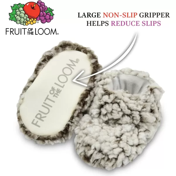 Fruit of the Loom Cozy Thermal Wrap Booties with NonSkids for Baby Girls Boys UnisexChocolate Sherpa