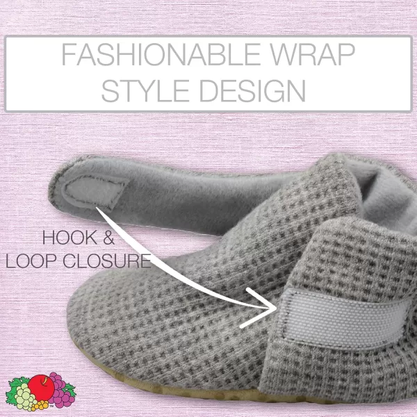 Fruit of the Loom Cozy Thermal Wrap Booties with NonSkids for Baby Girls Boys UnisexGrey Waffle