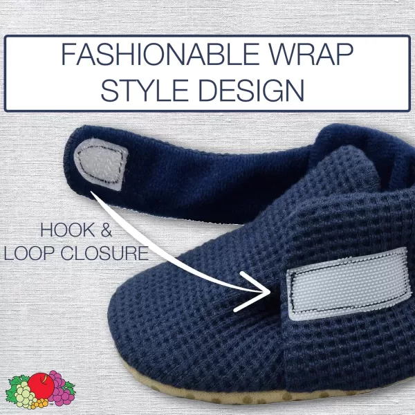 Fruit of the Loom Cozy Thermal Wrap Booties with NonSkids for Baby Girls Boys UnisexNavy Waffle