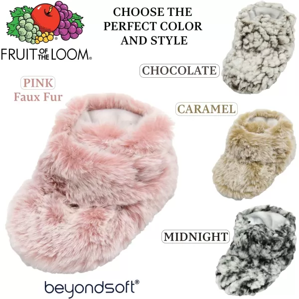 Fruit of the Loom Cozy Thermal Wrap Booties with NonSkids for Baby Girls Boys UnisexPink Faux Fur