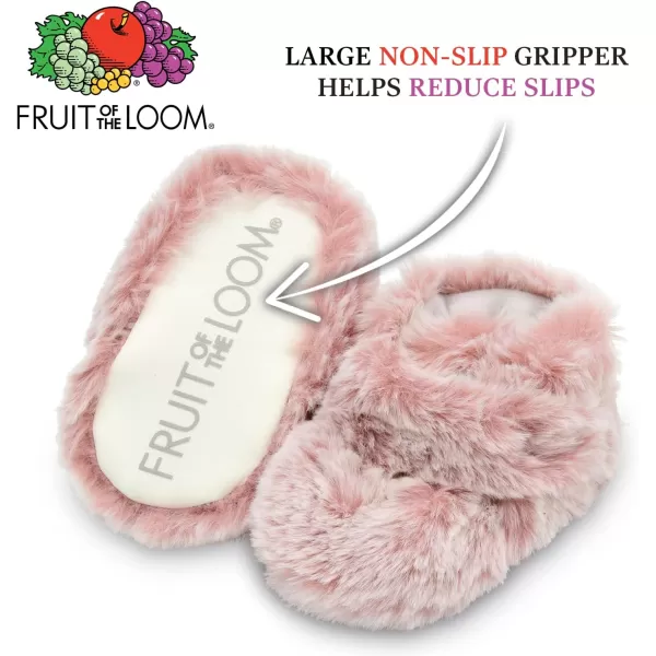 Fruit of the Loom Cozy Thermal Wrap Booties with NonSkids for Baby Girls Boys UnisexPink Faux Fur