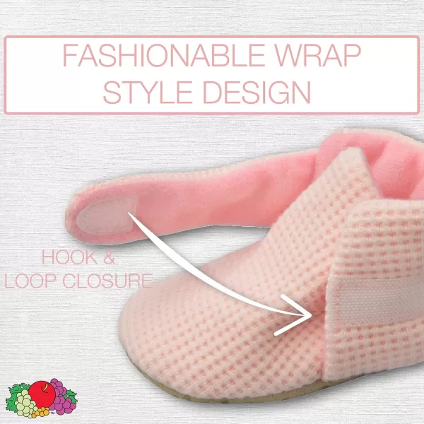 Fruit of the Loom Cozy Thermal Wrap Booties with NonSkids for Baby Girls Boys UnisexPink Waffle