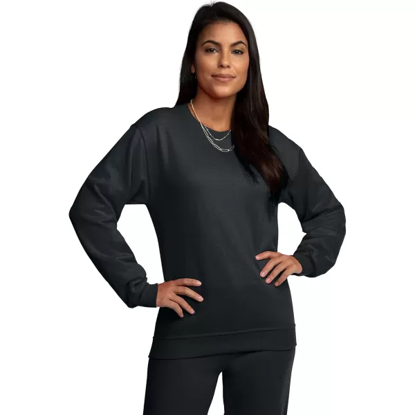 Fruit of the Loom Eversoft Fleece Crewneck Sweatshirts Moisture Wicking ampamp Breathable Sizes S4X2 Pack  Black HeatherGrey Heather