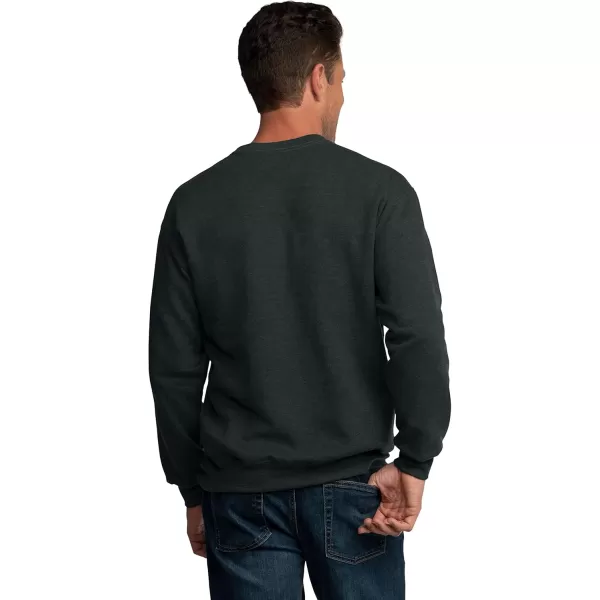 Fruit of the Loom Eversoft Fleece Crewneck Sweatshirts Moisture Wicking ampamp Breathable Sizes S4X2 Pack  Black HeatherGrey Heather