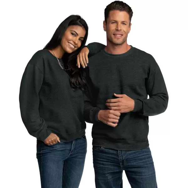 Fruit of the Loom Eversoft Fleece Crewneck Sweatshirts Moisture Wicking ampamp Breathable Sizes S4X2 Pack  Black HeatherGrey Heather