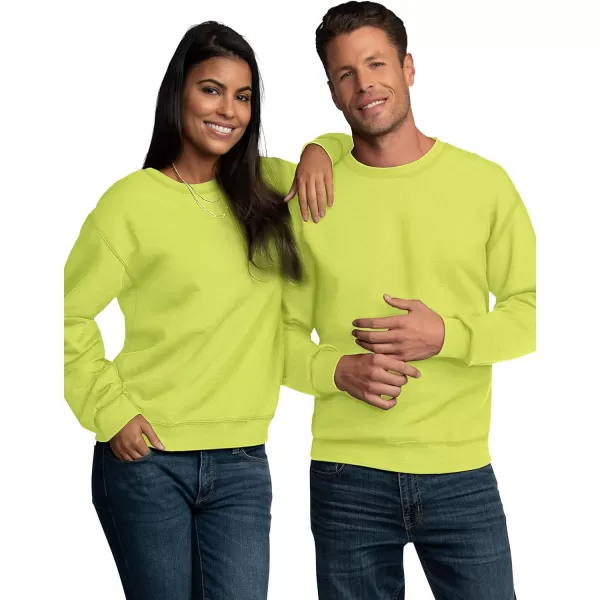 Fruit of the Loom Eversoft Fleece Crewneck Sweatshirts Moisture Wicking ampamp Breathable Sizes S4X2 Pack  Safety OrangeSafety Green