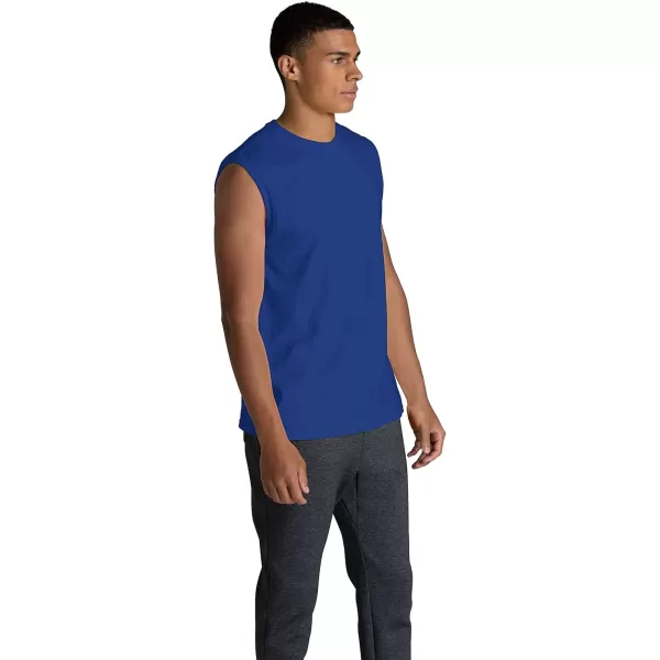 Fruit of the Loom Mens Eversoft Cotton Sleeveless T Shirts Breathable ampamp Moisture Wicking with Odor Control Sizes S4xMuscle  2 Pack  Blue