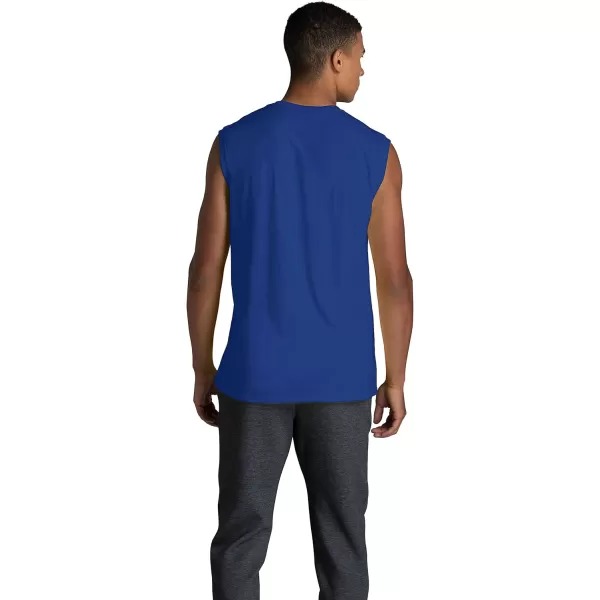 Fruit of the Loom Mens Eversoft Cotton Sleeveless T Shirts Breathable ampamp Moisture Wicking with Odor Control Sizes S4xMuscle  2 Pack  Blue