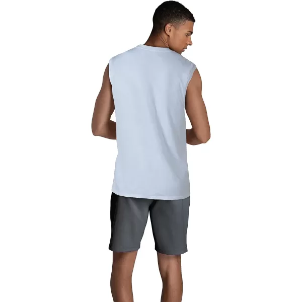 Fruit of the Loom Mens Eversoft Cotton Sleeveless T Shirts Breathable ampamp Moisture Wicking with Odor Control Sizes S4xMuscle  2 Pack  White