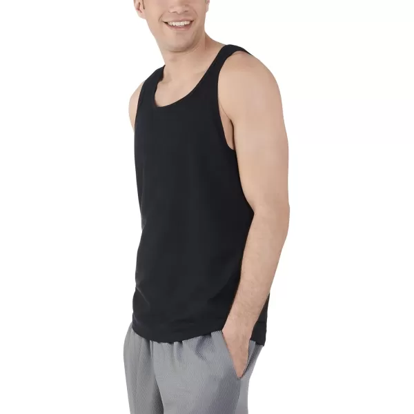 Fruit of the Loom Mens Eversoft Cotton Sleeveless T Shirts Breathable ampamp Moisture Wicking with Odor Control Sizes S4xTank  2 Pack  Black