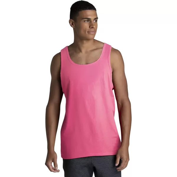 Fruit of the Loom Mens Eversoft Cotton Sleeveless T Shirts Breathable ampamp Moisture Wicking with Odor Control Sizes S4xTank  2 Pack  Neon Pink