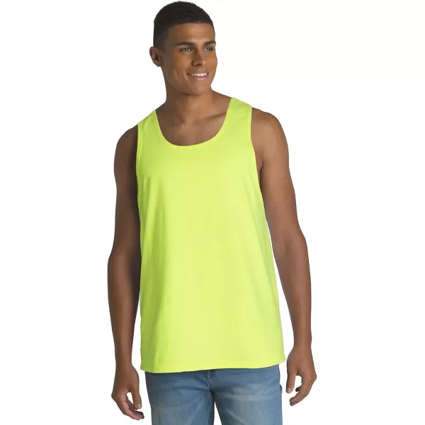 Fruit of the Loom Mens Eversoft Cotton Sleeveless T Shirts Breathable ampamp Moisture Wicking with Odor Control Sizes S4xTank  2 Pack  Safety Green