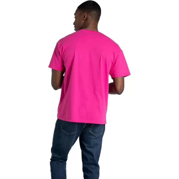 Fruit of the Loom Mens Eversoft Cotton T Shirts Breathable ampamp Moisture Wicking with Odor Control Sizes S4xCrew  2 Pack  Cyber Pink