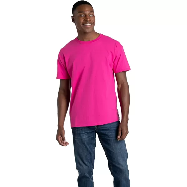 Fruit of the Loom Mens Eversoft Cotton T Shirts Breathable ampamp Moisture Wicking with Odor Control Sizes S4xCrew  2 Pack  Cyber Pink