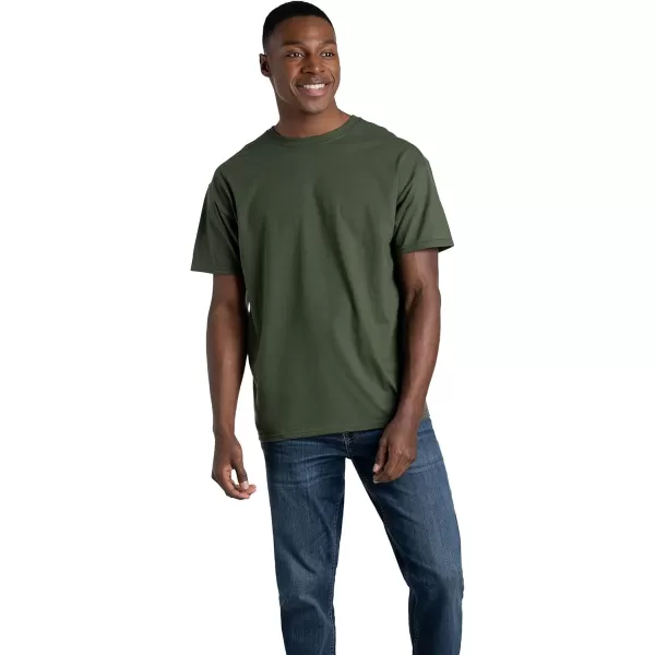 Fruit of the Loom Mens Eversoft Cotton T Shirts Breathable ampamp Moisture Wicking with Odor Control Sizes S4xCrew  2 Pack  Military Green