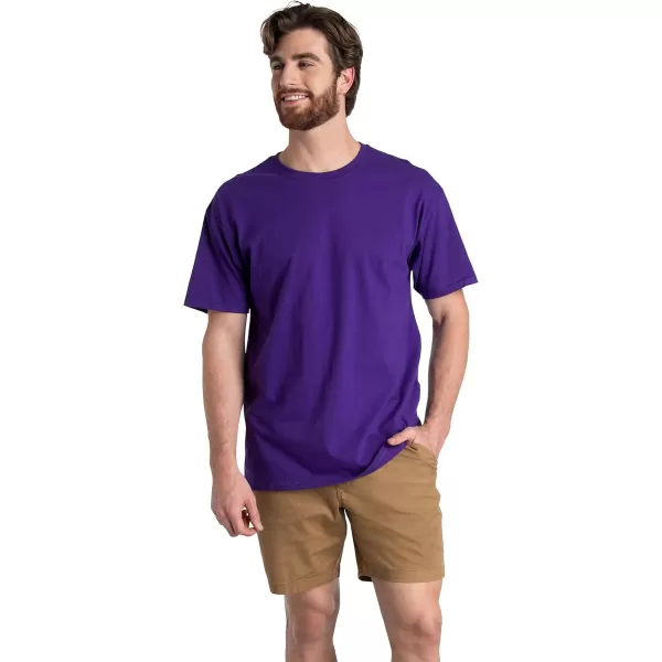 Fruit of the Loom Mens Eversoft Cotton T Shirts Breathable ampamp Moisture Wicking with Odor Control Sizes S4xCrew  2 Pack  Purple