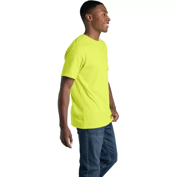 Fruit of the Loom Mens Eversoft Cotton T Shirts Breathable ampamp Moisture Wicking with Odor Control Sizes S4xCrew  2 Pack  Safety Green