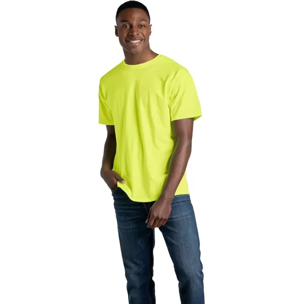 Fruit of the Loom Mens Eversoft Cotton T Shirts Breathable ampamp Moisture Wicking with Odor Control Sizes S4xCrew  2 Pack  Safety Green