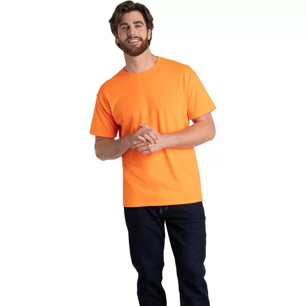 Fruit of the Loom Mens Eversoft Cotton T Shirts Breathable ampamp Moisture Wicking with Odor Control Sizes S4xCrew  2 Pack  Safety Orange