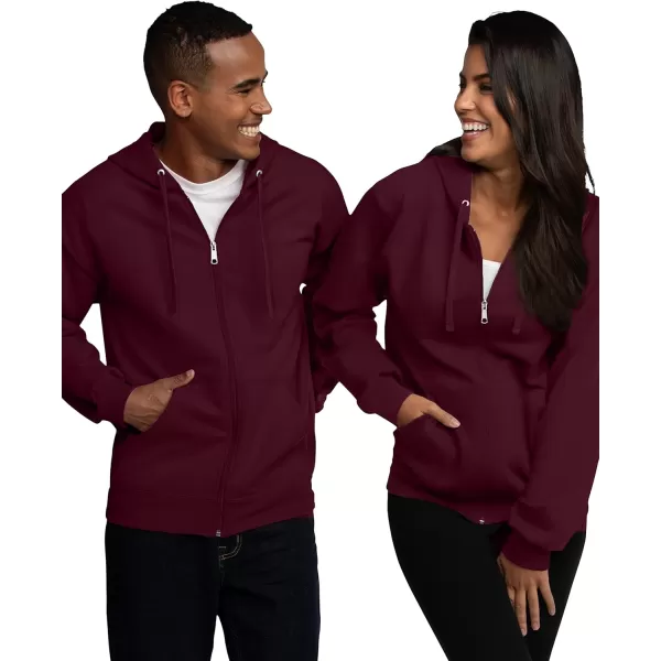 Fruit of the Loom Mens Eversoft Fleece Hoodies Moisture Wicking ampamp Breathable Full Zip Hooded SweatshirtMaroon Full Zip