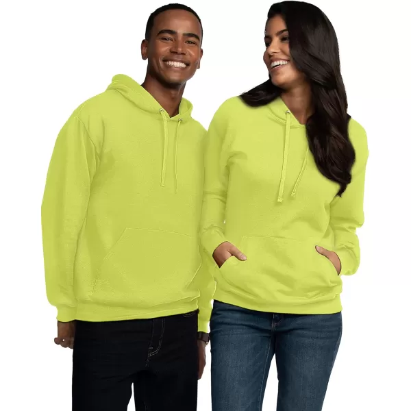 Fruit of the Loom Mens Eversoft Fleece Hoodies Moisture Wicking ampamp Breathable Pullover Hooded SweatshirtSafety Green Pullover