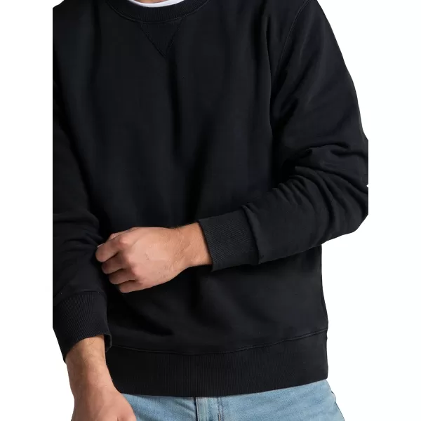 Fruit of the Loom Mens Eversoft Fleece Sweatshirts Moisture Wicking ampamp Breathable Crewneck SweatshirtGarment Dyed Black Ink