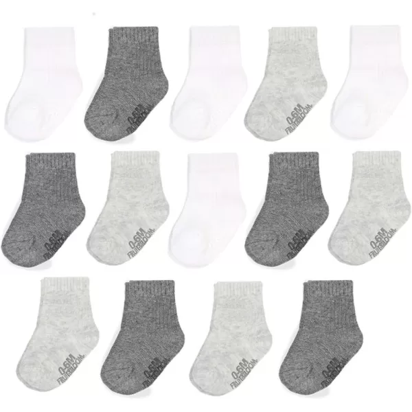 Fruit of the Loom Baby 14Pack Grow ampamp Fit Flex Zones Cotton Stretch Socks  Unisex Girls BoysGrey