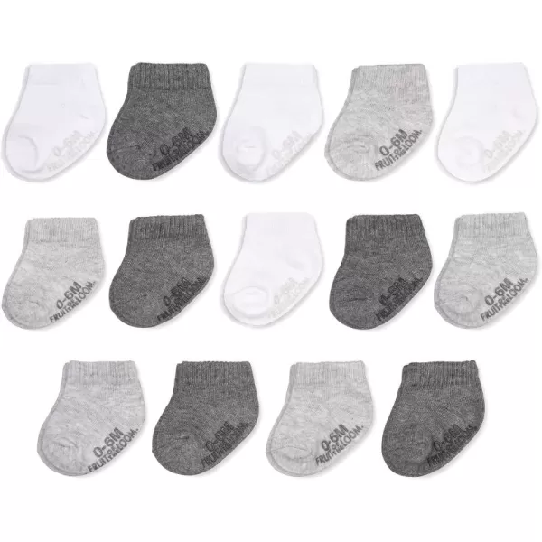 Fruit of the Loom Baby 14Pack Grow ampamp Fit Flex Zones Cotton Stretch Socks  Unisex Girls BoysLow Cut  Grey