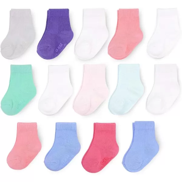 Fruit of the Loom Baby 14Pack Grow ampamp Fit Flex Zones Cotton Stretch Socks  Unisex Girls BoysPink