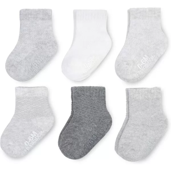 Fruit of the Loom Baby 6Pack All Weather CrewLength Socks Mesh ampamp Thermal Stretch  Unisex Girls BoysGrey